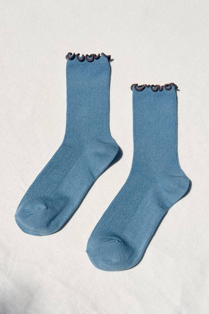 Le Bon Shoppe - Ruffled Modal Socks - Powder Blue 