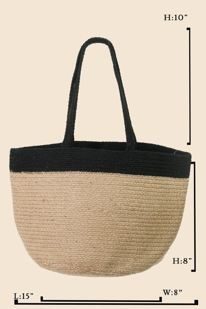 Handmade Cotton Jute Tote Bag: NATURAL