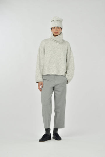 Paper Label Nyla Turtle Neck Sweater - Grey Melange 