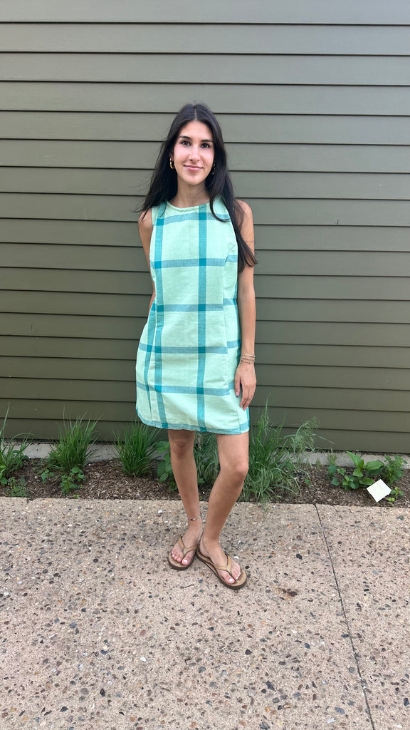 Gal Teal Plaid Mini Dress
