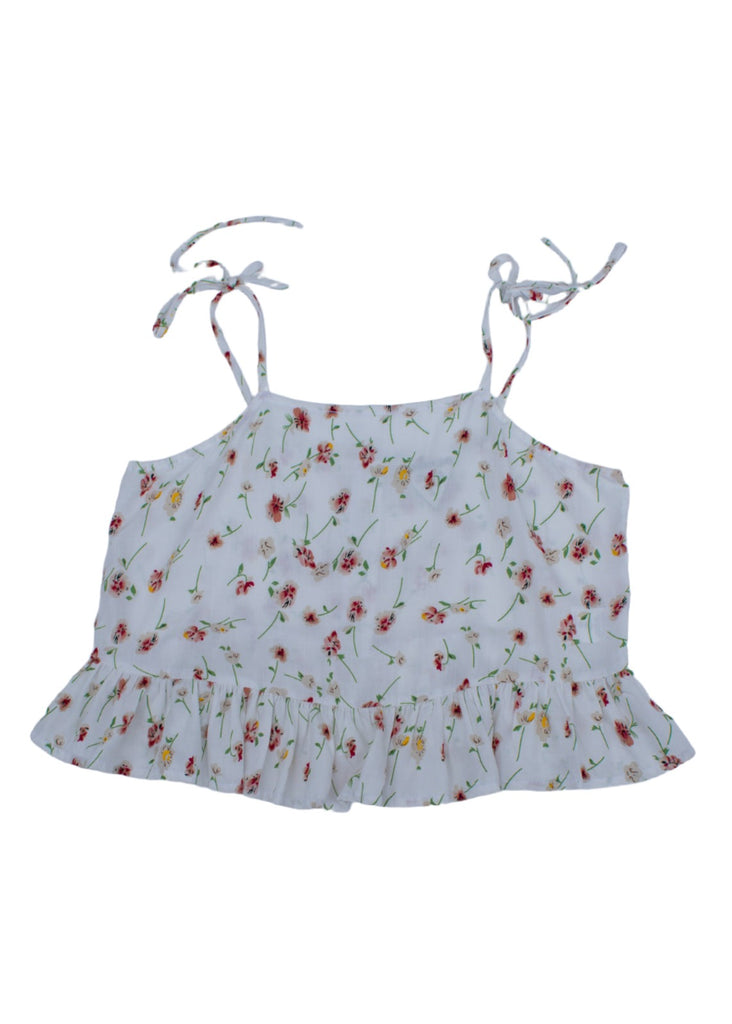 Women's Tank Top - Conrado Rachael Ruffle White Floral Top