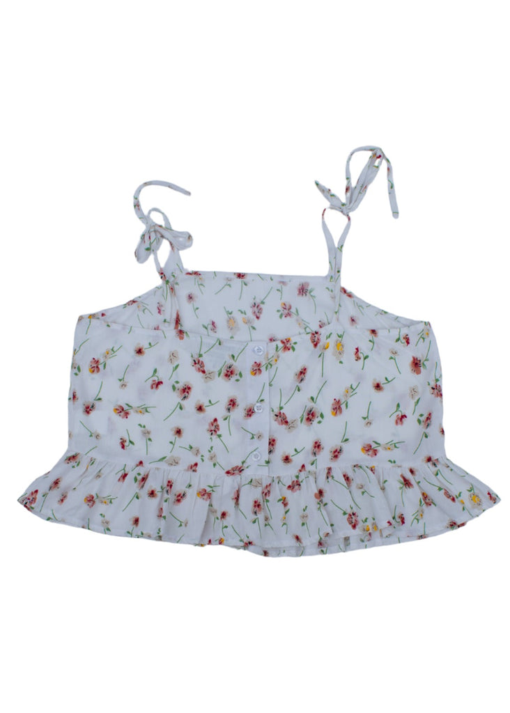 Women's Tank Top - Conrado Rachael Ruffle White Floral Top