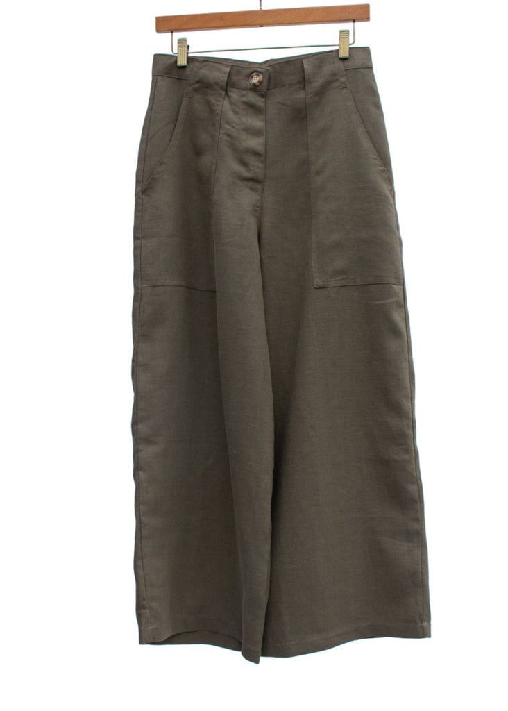 Women's Linen Wide Leg Pant - Lindsey Brown Linen Pant 