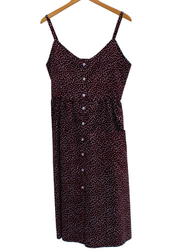 Women's Button Front Dress - Elysha Maroon Print Button-front Dress Front