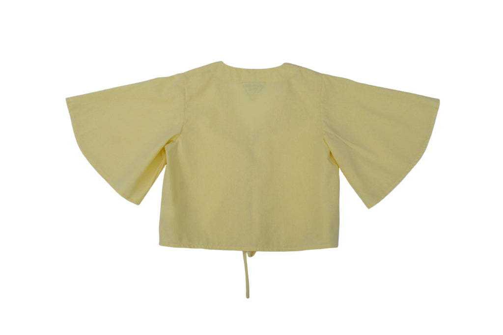 Conrado Top - Evie Yellow Flounce Sleeve Tied Linen Top - Back
