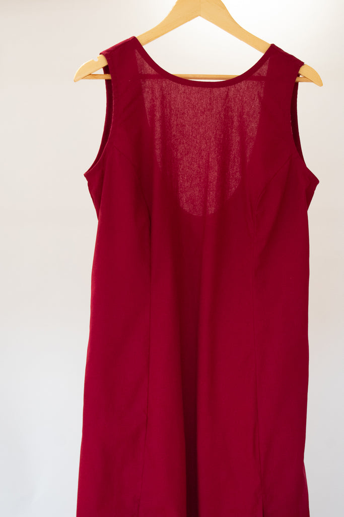 Val Cotton Maroon Dress