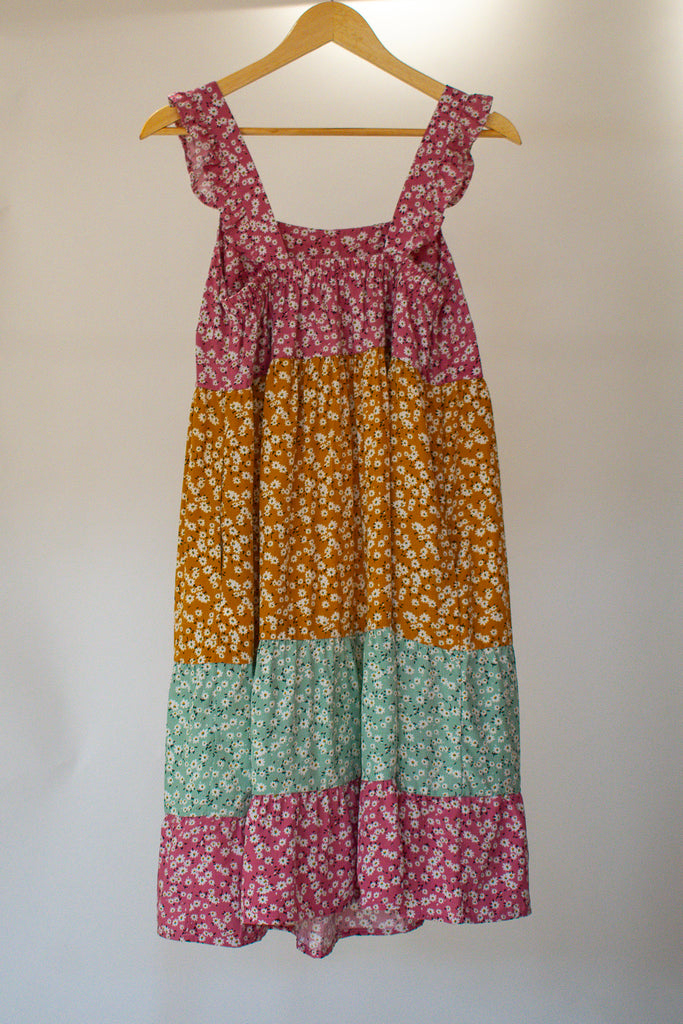 Posey Ruffled Sleeved Tiered Mini Floral Boho Dress