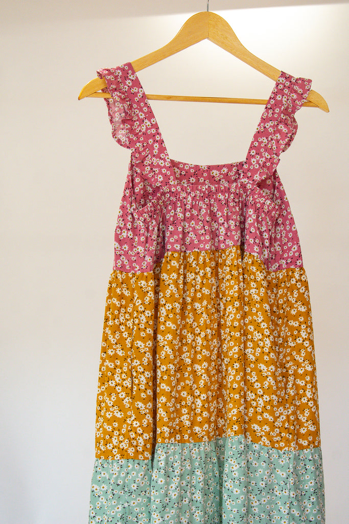 Posey Ruffled Sleeved Tiered Mini Floral Boho Dress