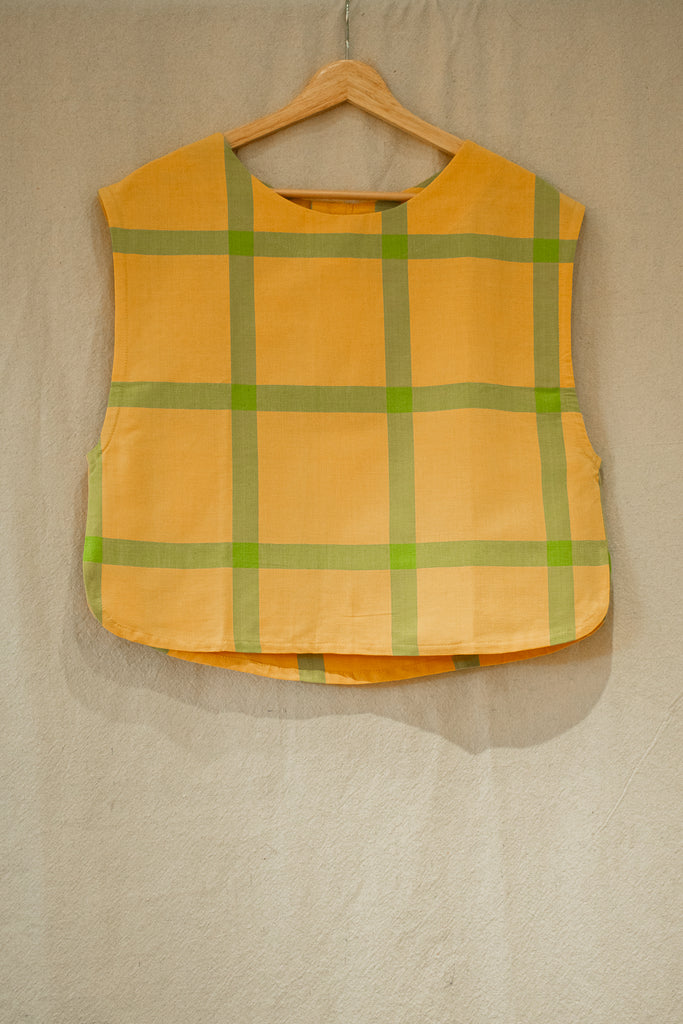 Alyssa Plaid Cotton Top Yellow and Green Plaid