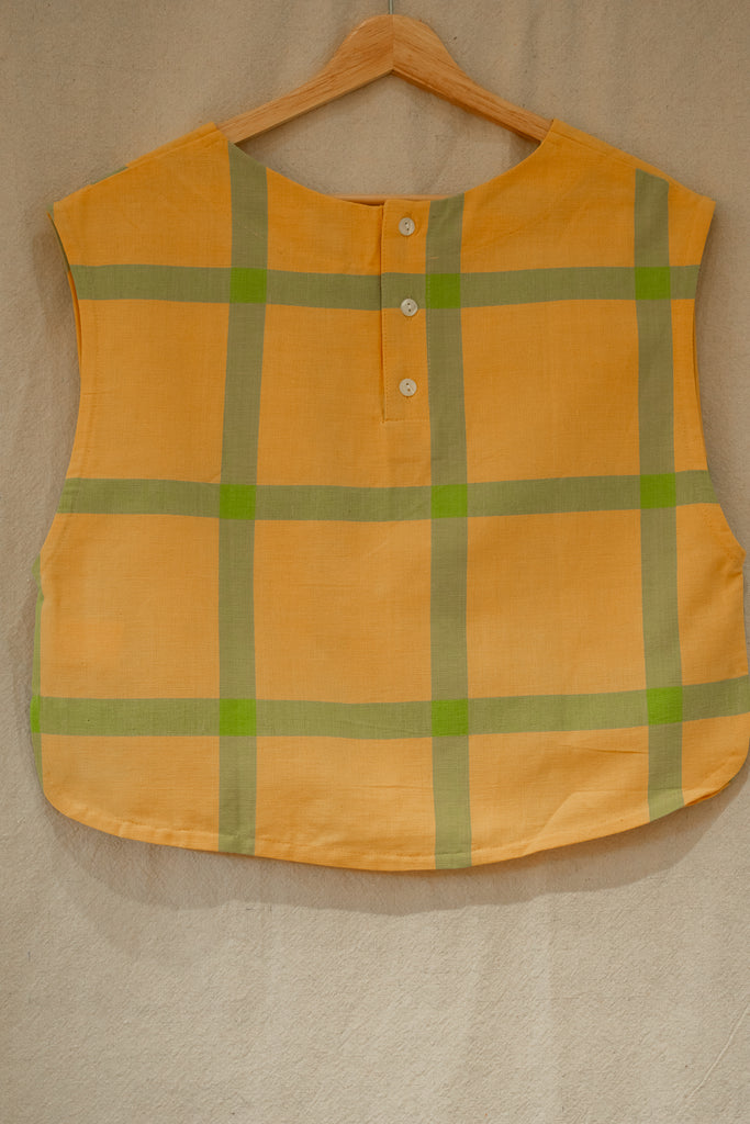 Alyssa Plaid Cotton Top Yellow and Green Plaid