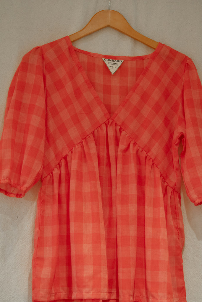 Dari Hot Pink Plaid Puff Sleeve Top