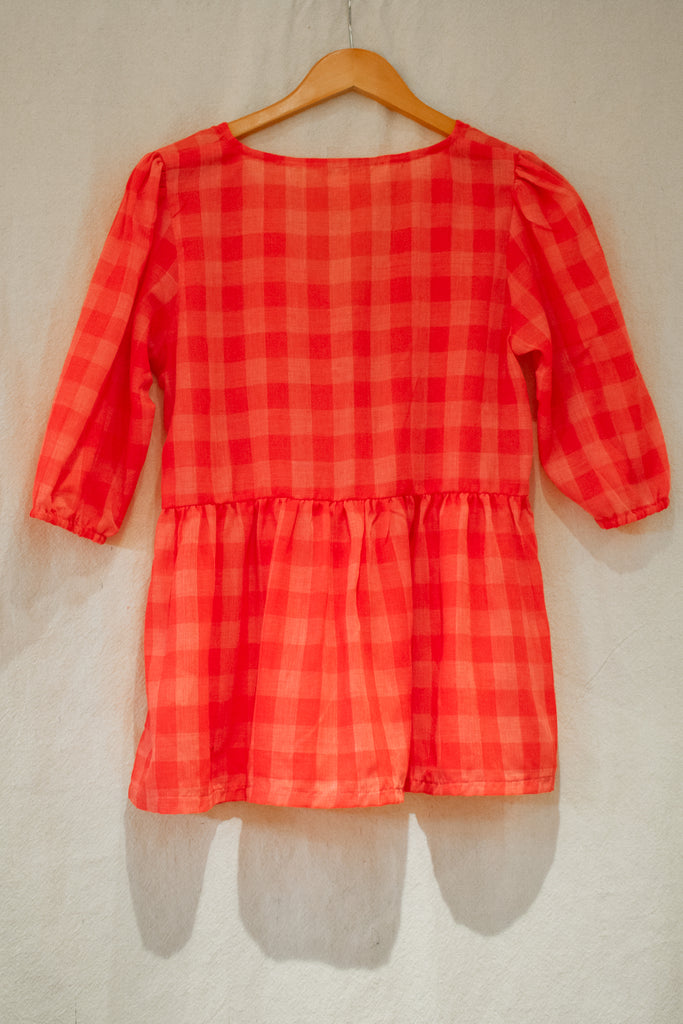 Dari Hot Pink Plaid Puff Sleeve Top