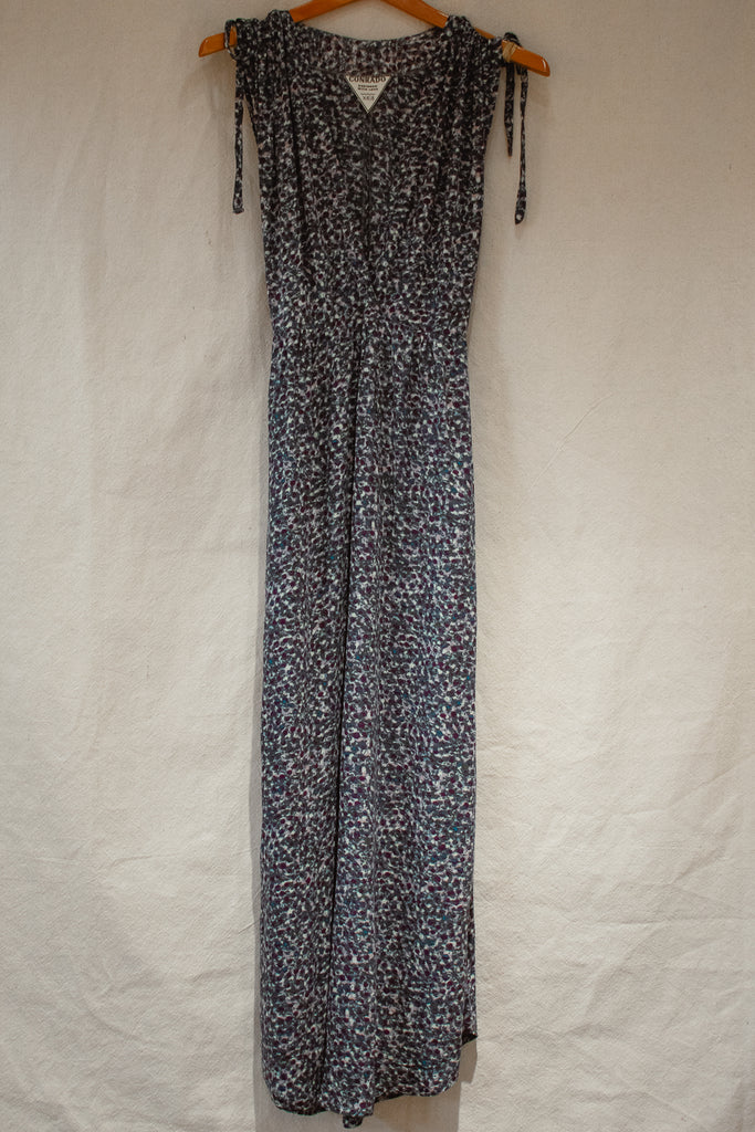 Frances Drawstring Print Maxi Dress Dark Purple Print