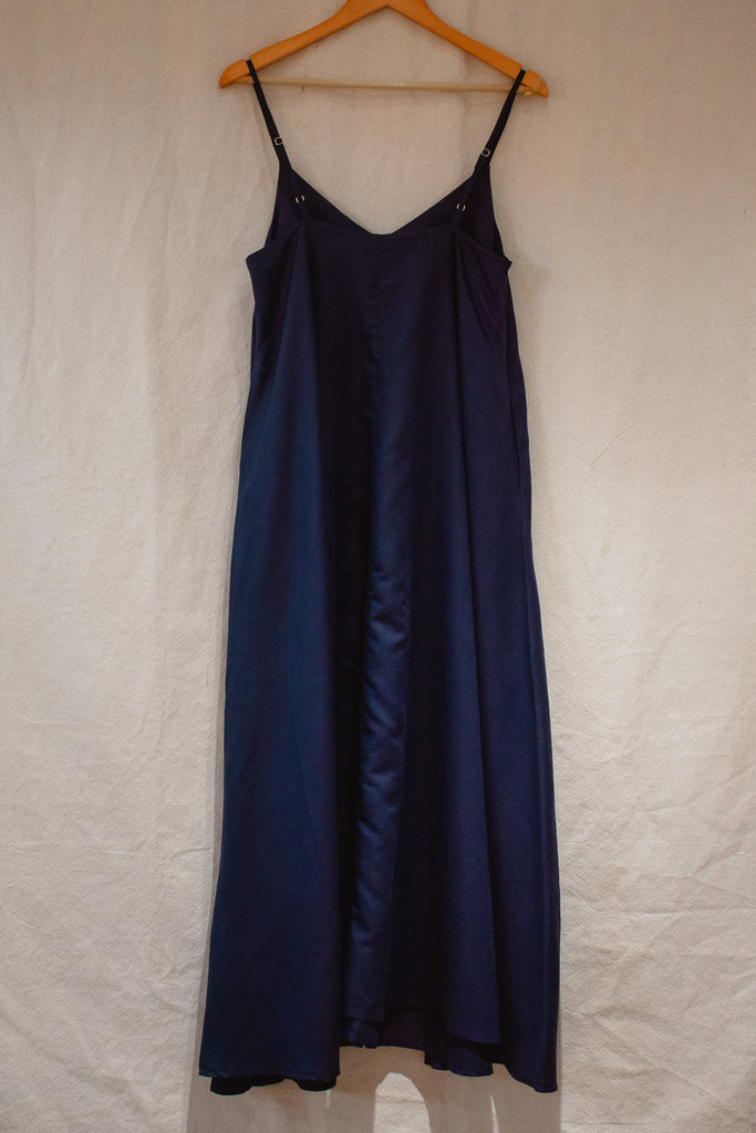 Devi Spaghetti Strap Maxi Dress Navy Linen