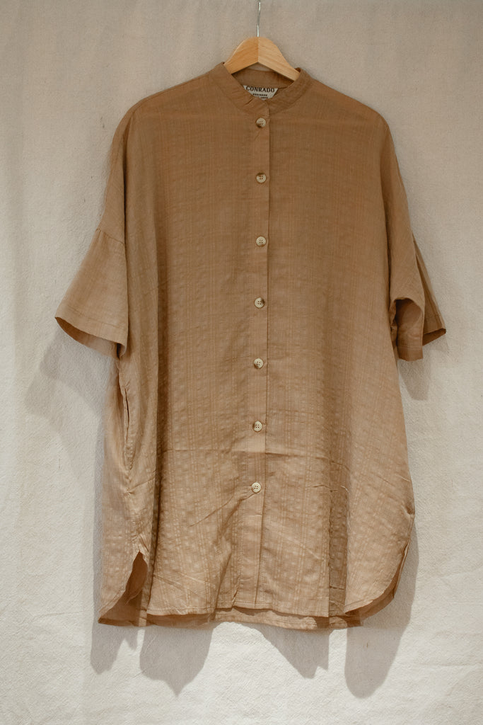 Lacy Khaki Plaid Tunic Shirtdress