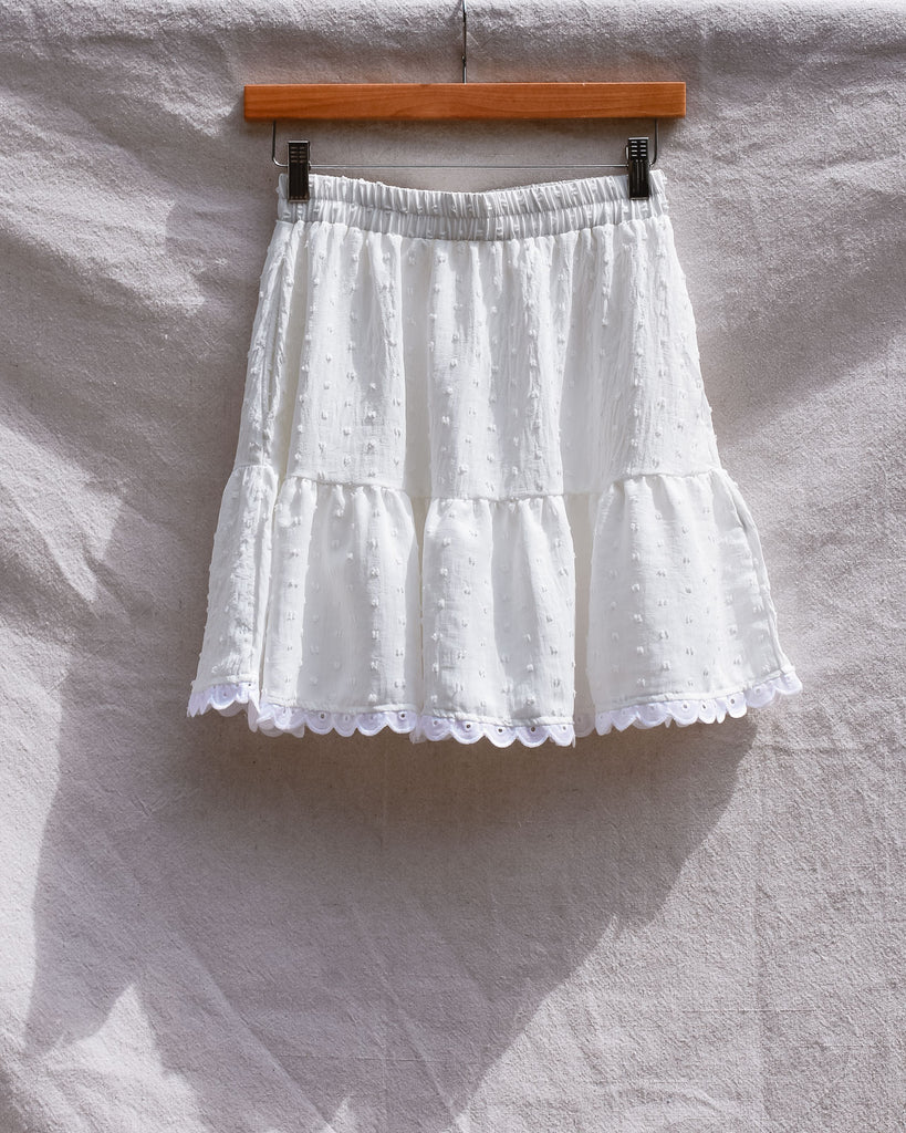 Aria Mini Tiered Skirt - White Mini Skirt