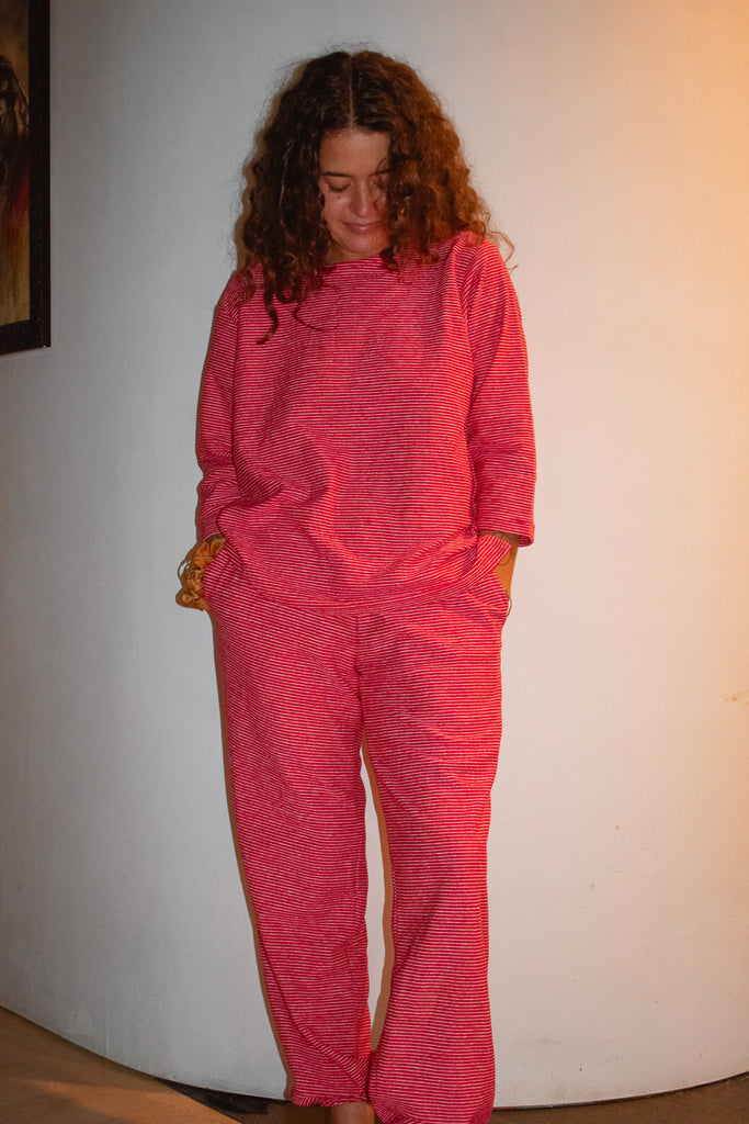 Gale Striped Boatneck Sweatshirt with Matching Hinkley Joggers