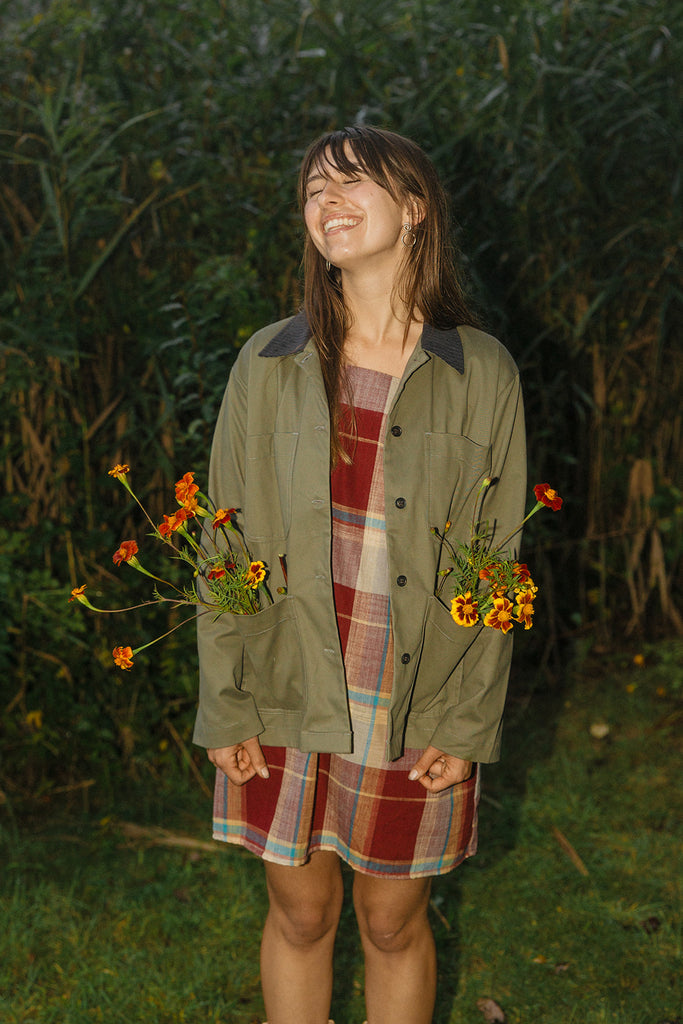 Polina Chore Barn Jacket with contrasting corduroy collar 
