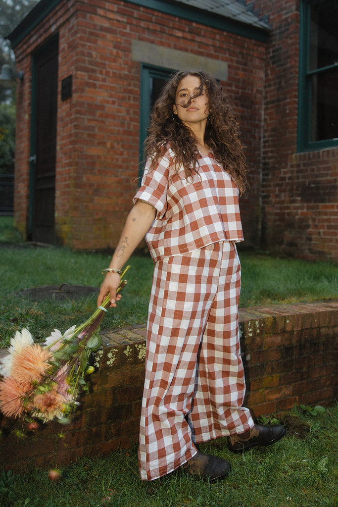 Cotton Checkered Bailey Boxy Top