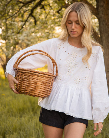 Sønderhaus Eyelet Blouse - White Eyelet Blouse