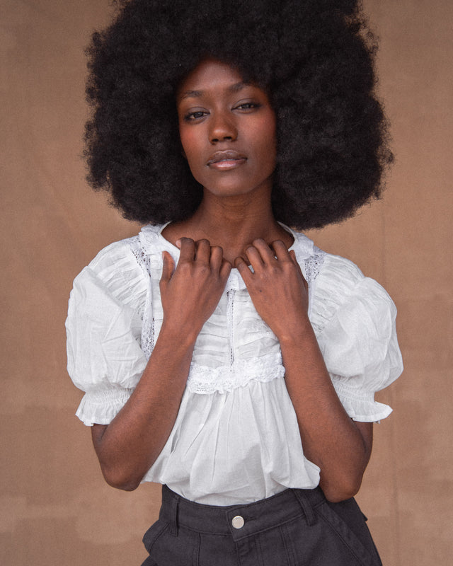 Sønderhaus Jane Blouse - White Cotton Blouse Top