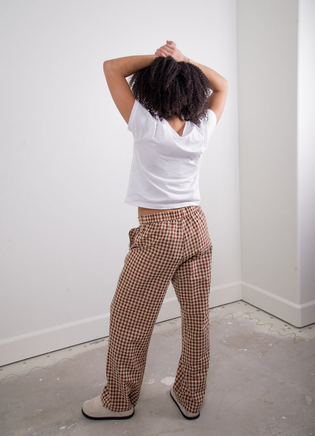 Sønderhaus The Perfect Pant Brown Gingham Back