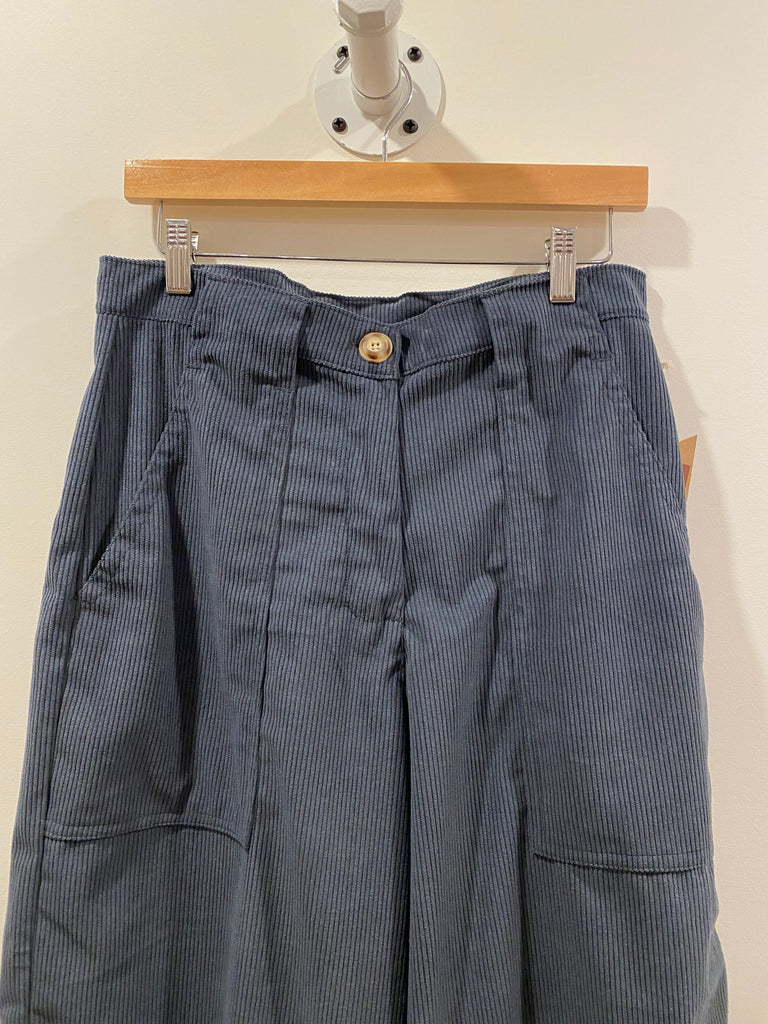 Lindsey Blue Corduroy Pants - Front Detail - Conrado