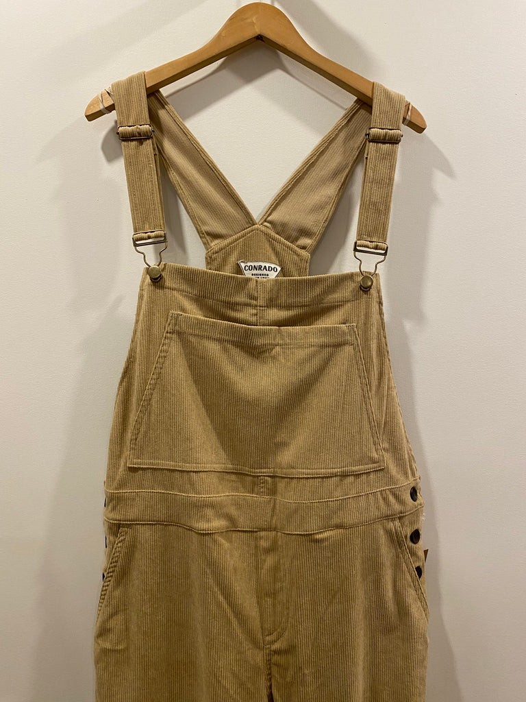 Conrado Corduroy Connie Utility Overalls - Women's Khaki Overalls Front Detail