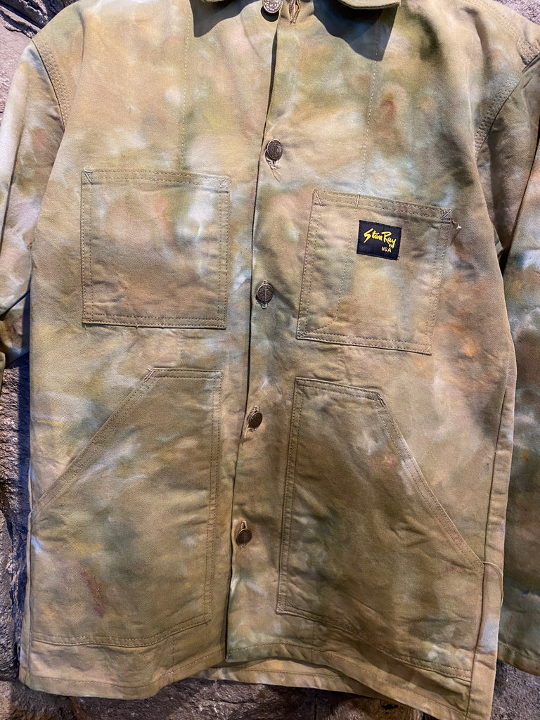Riverside Tool & Dye X Stan Ray Dyed Work Coat Cactus Pocket Details