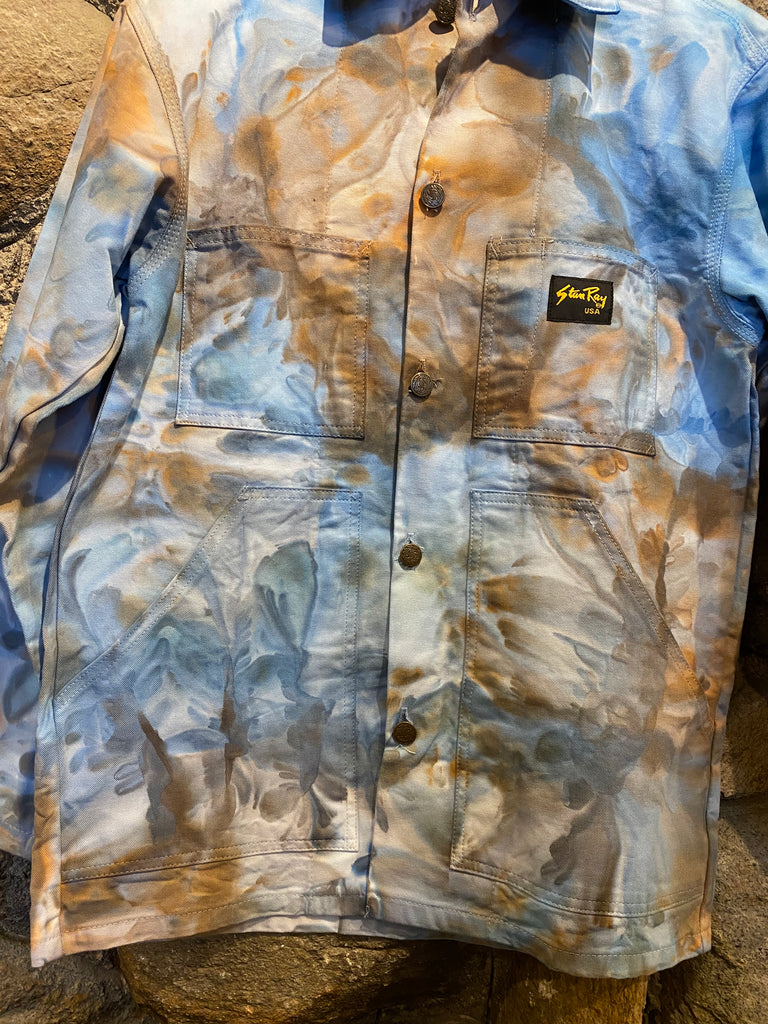 Riverside Tool & Dye X Stan Ray Dyed Work Coat Purple Sky Pocket Details