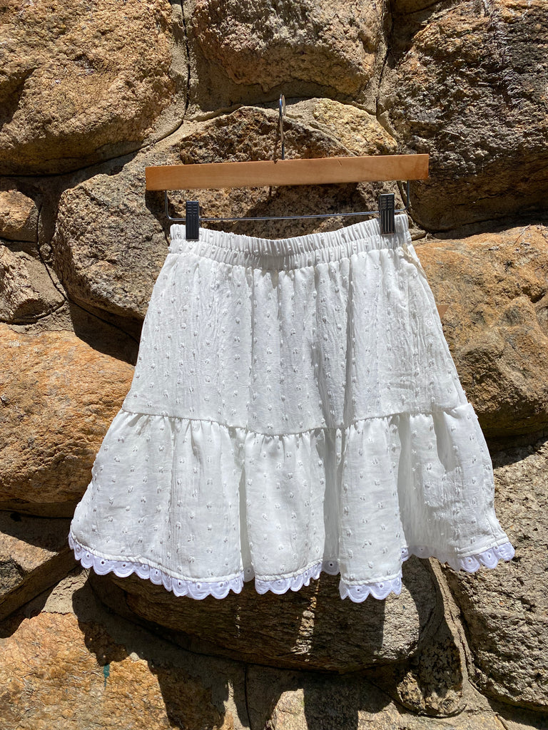 Aria Mini White Tiered Skirt