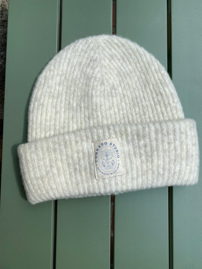 Conrado Double Cuff Rib Beanie - White Beanie