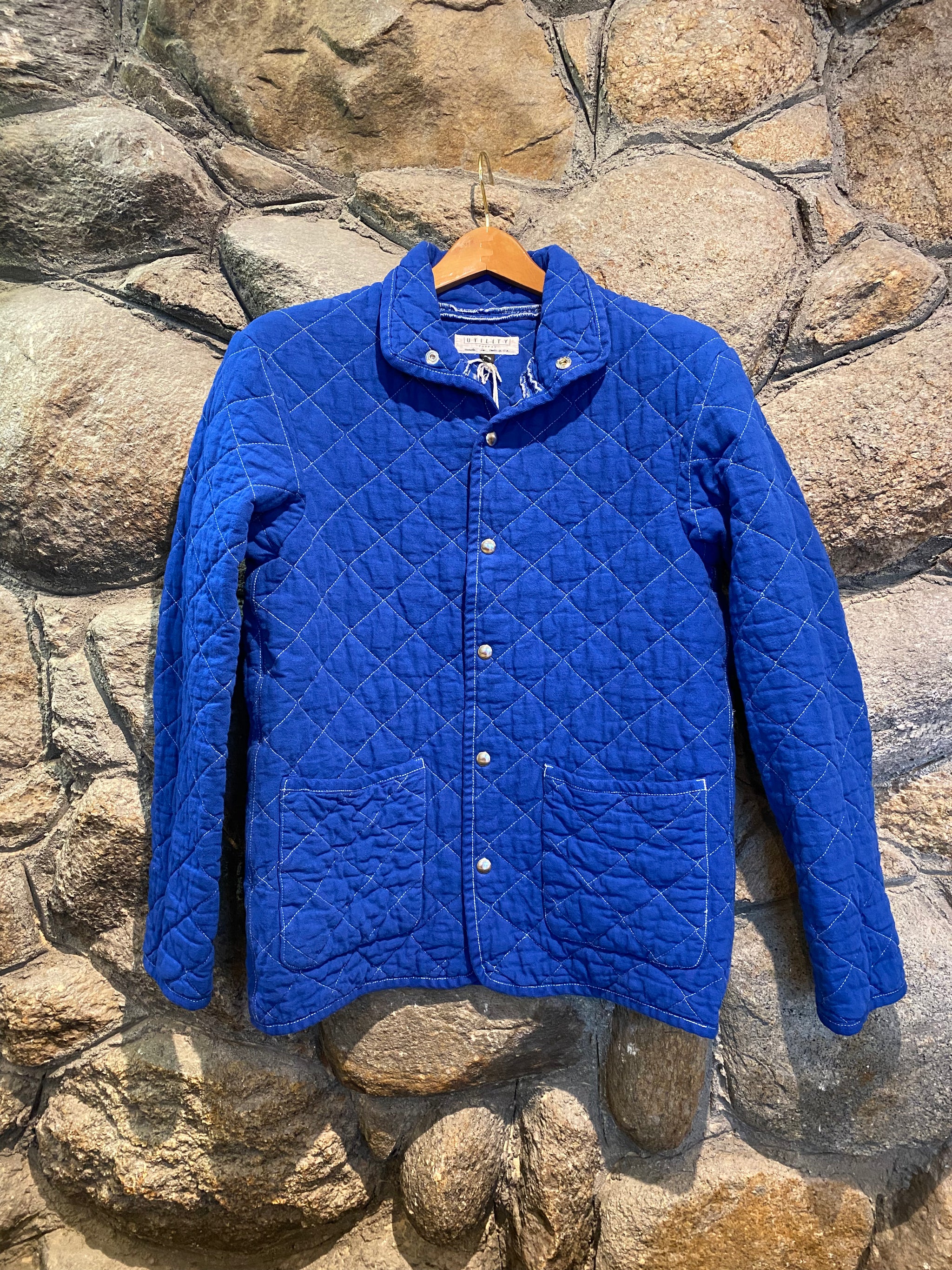 Utility canvas quilted snap jacket hotsell