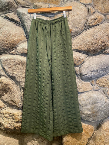 Cassandra Textured Pants - Olive Green Pants