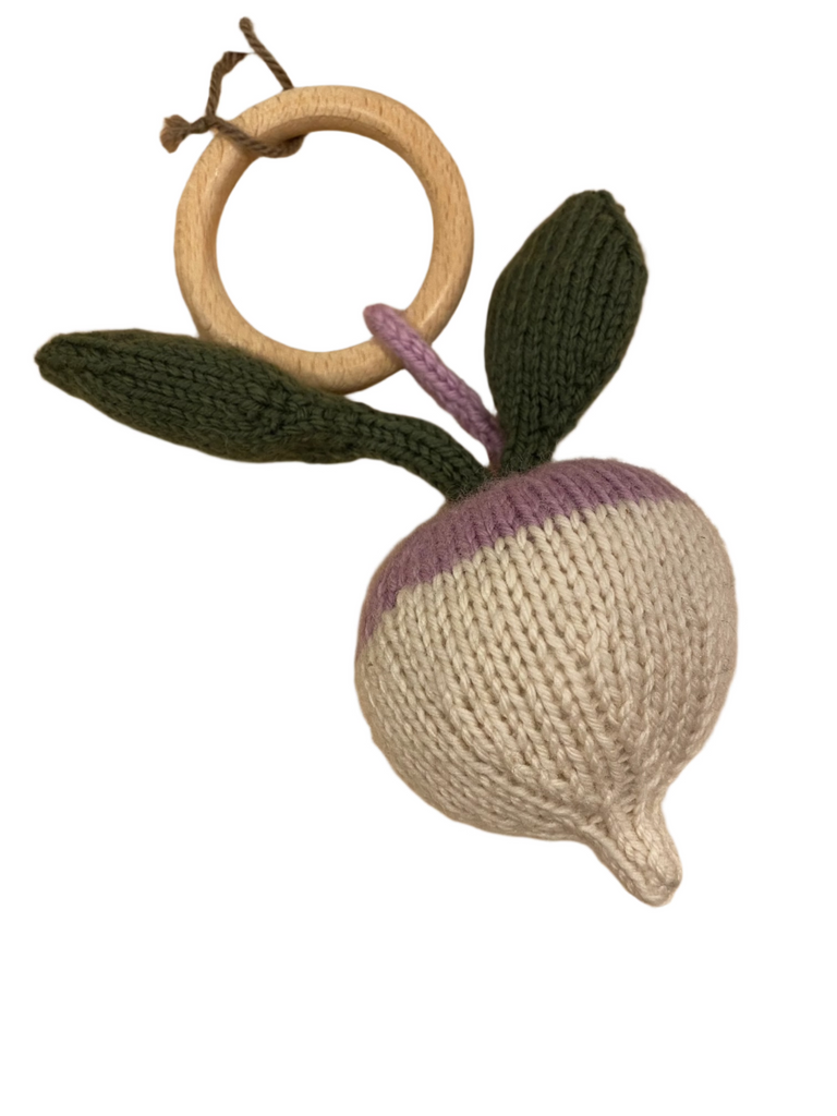 LM Knitted Baby Teether - Knitted Turnip Baby Teether