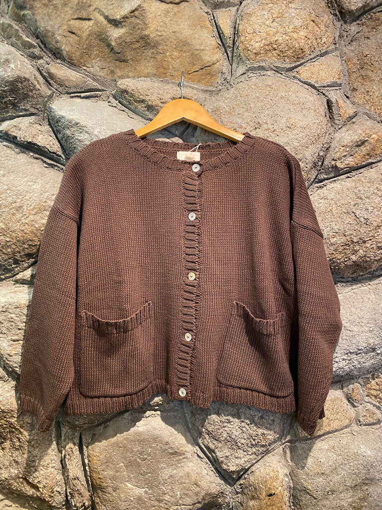 Honest Cotton - Louisa Chocolate Cardigan - Brown Cotton Cardigan 