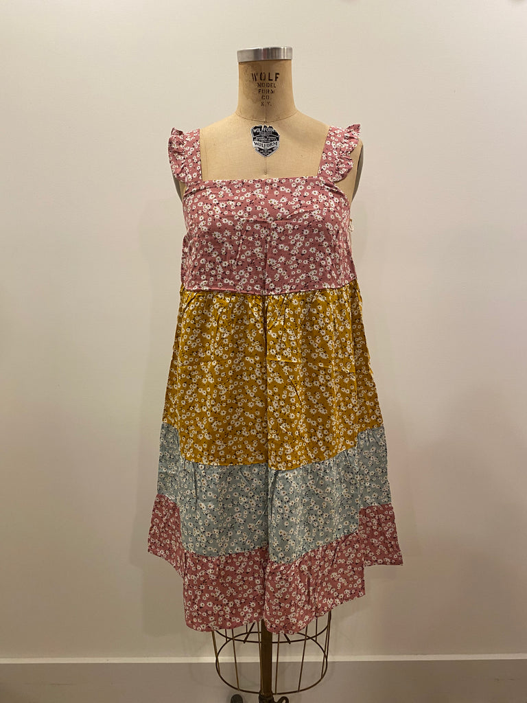 Posey Ruffled Sleeved Tiered Mini Floral Boho Dress