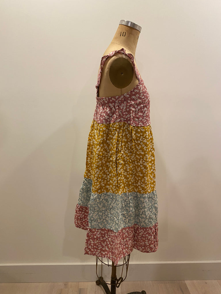 Posey Ruffled Sleeved Tiered Mini Floral Boho Dress