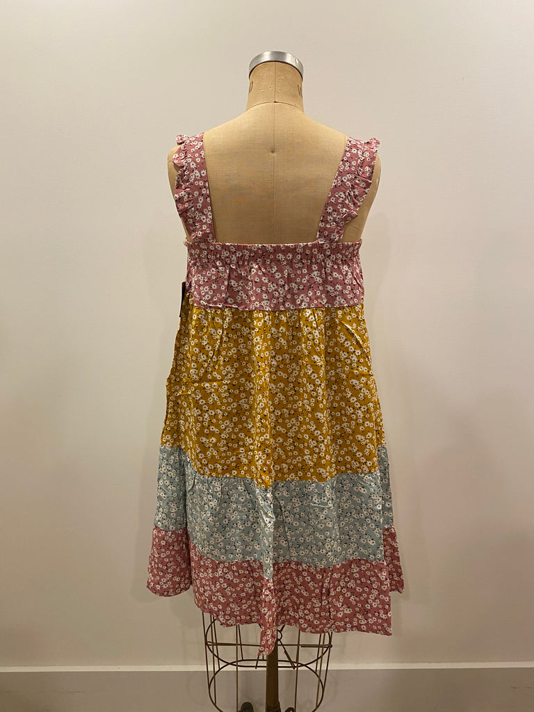 Posey Ruffled Sleeved Tiered Mini Floral Boho Dress