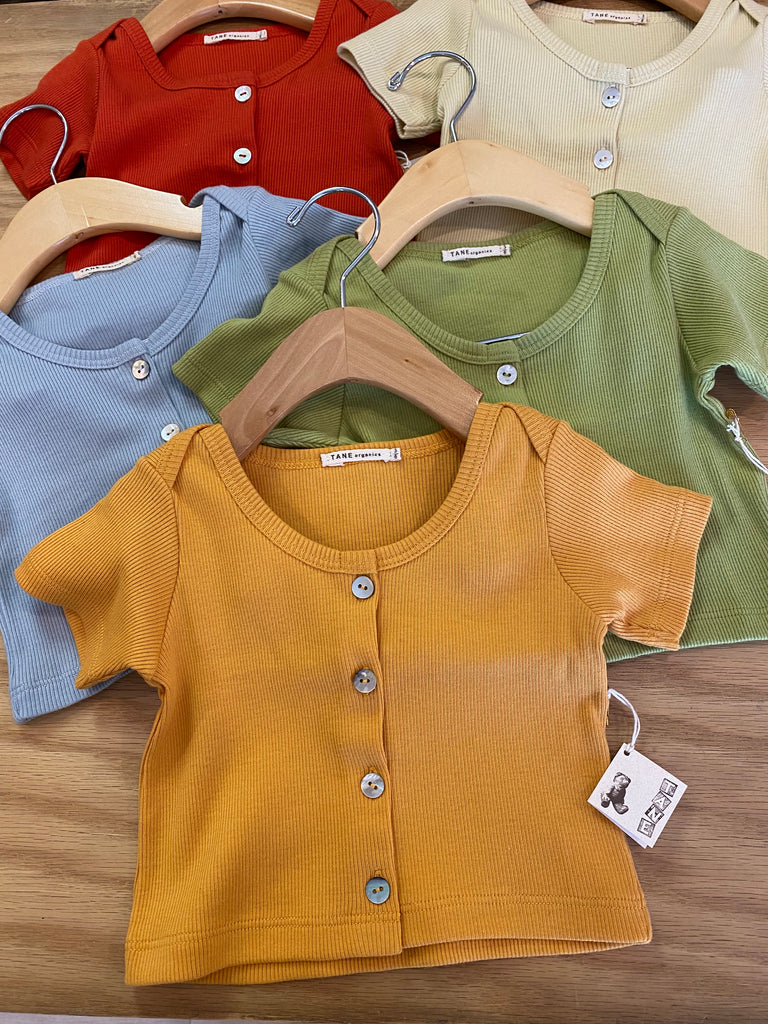 Tane Organics Baby 2x2 Rib Short Sleeve Cardigan