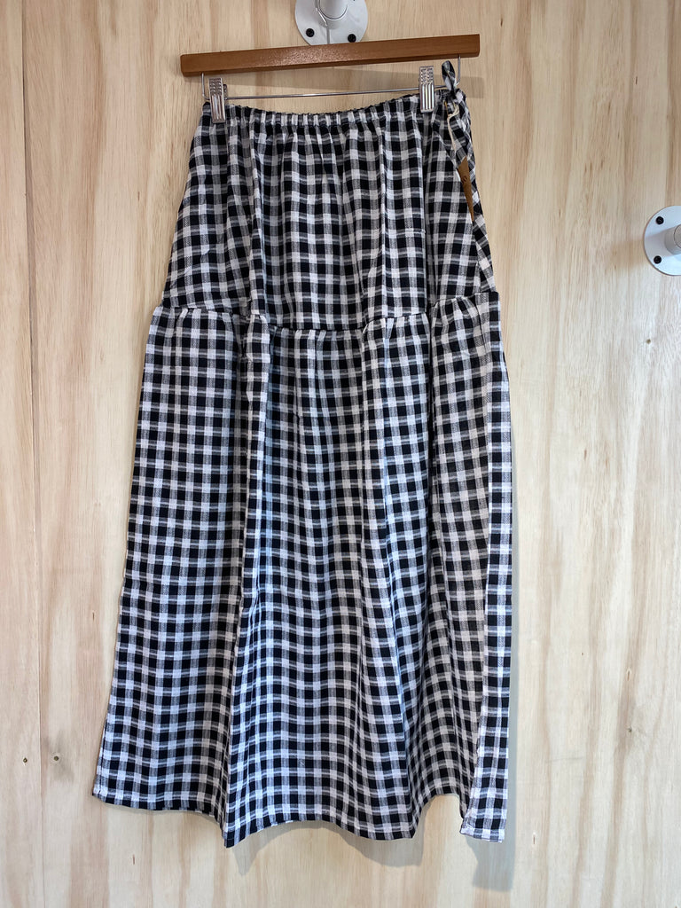 Black and white checkered skirt - Cotton Drawstring Skirt - Conrado Partice Skirt