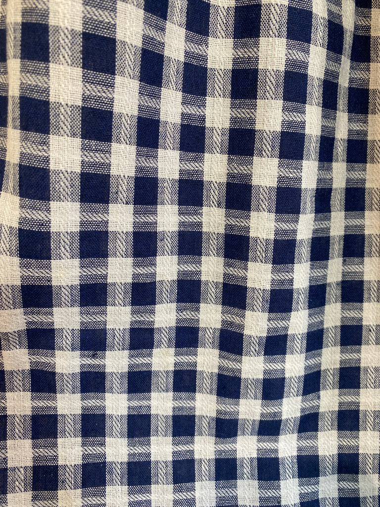 Close-up of blue and white checkered fabric