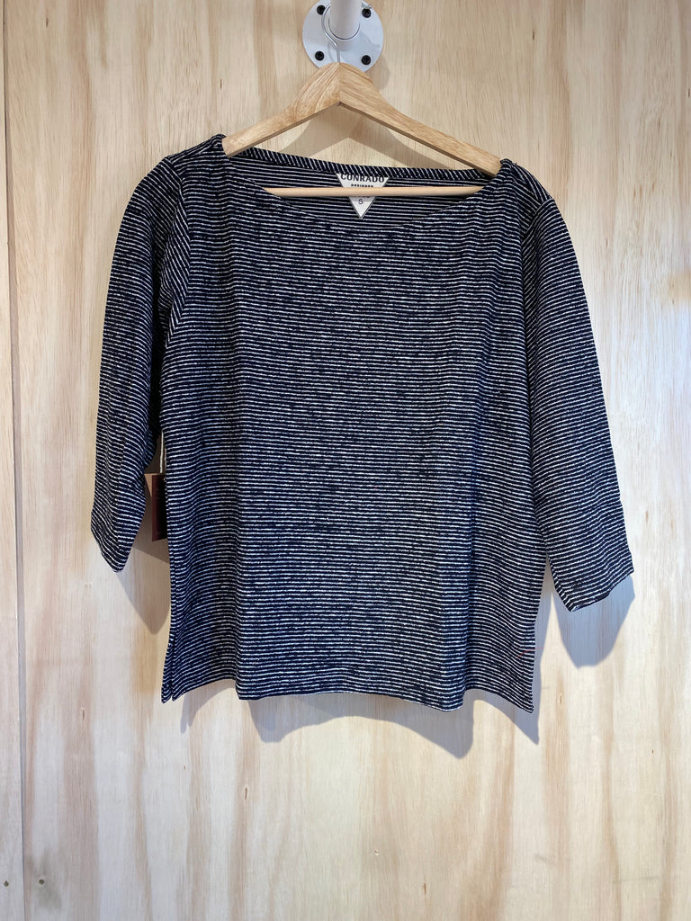 Gale Striped Boatneck Sweatshirt Black & White Stripe