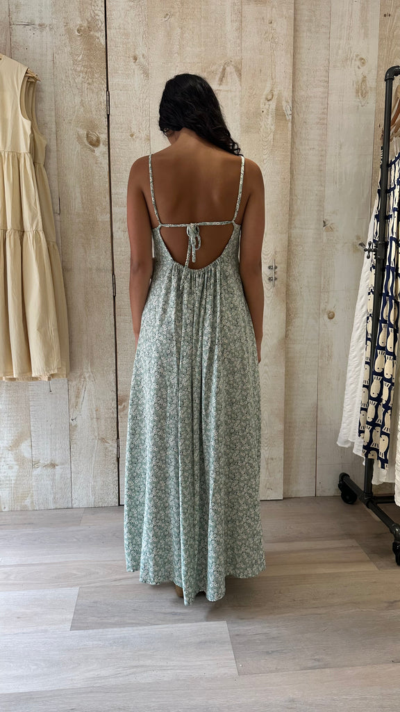 Alda Blue Daisy Tie-Back Maxi Dress - Back Detail