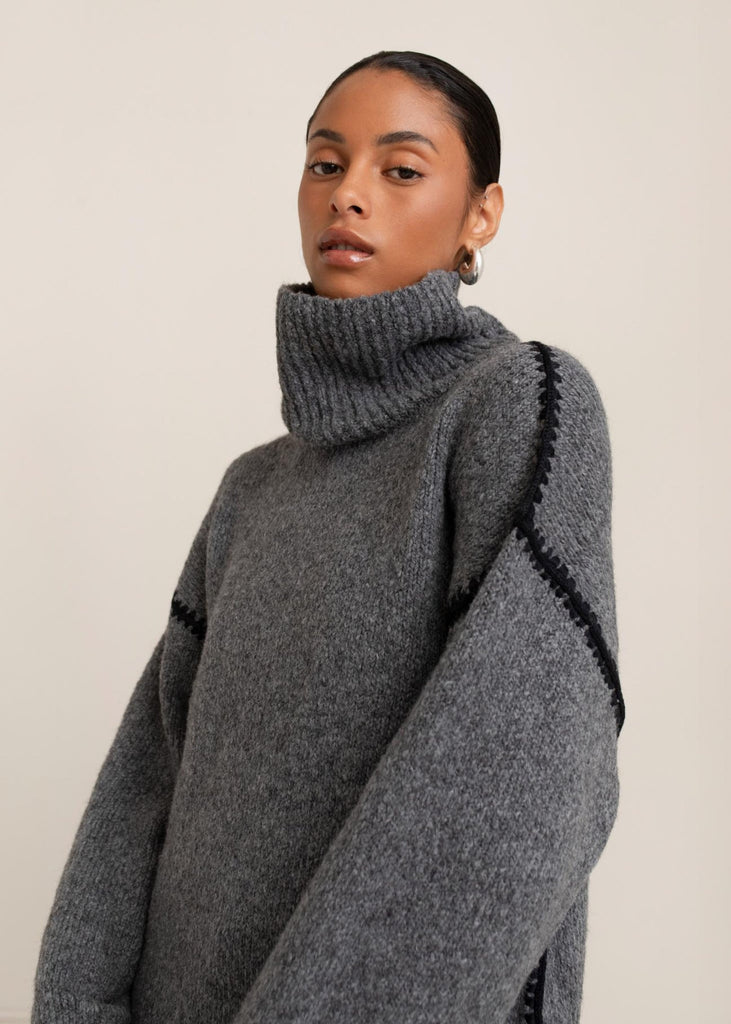 Paper Label Ari Turtle Neck Sweater - Dark Stone