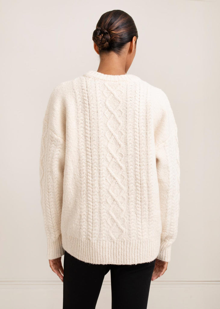 Paper Label Rayna Cable Sweater - Cream Cable Sweater