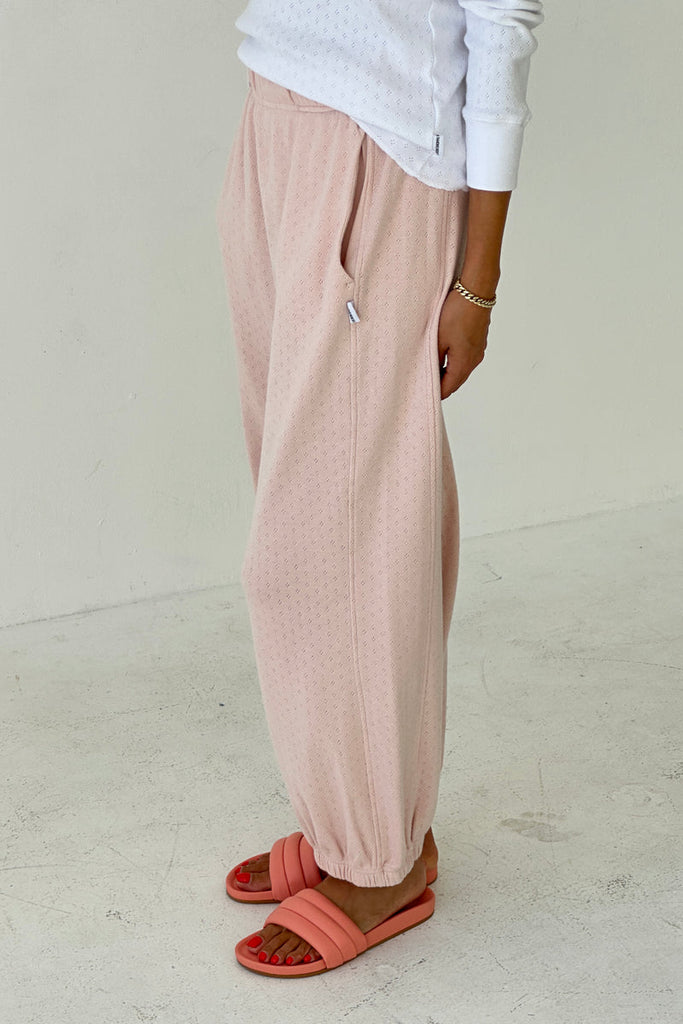 Le Bon Shoppe - Pointelle Balloon Pants - Pink Pointelle Cotton Sweatpants