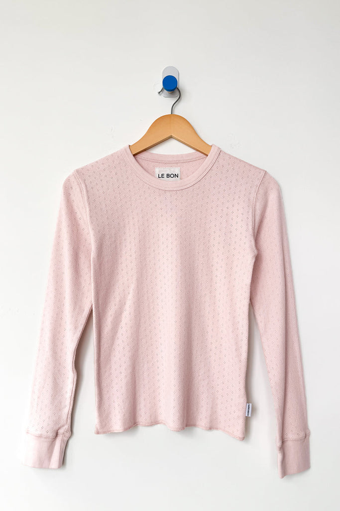 Pointelle Fundamental Tee - Baby Pink Long Sleeve Tee