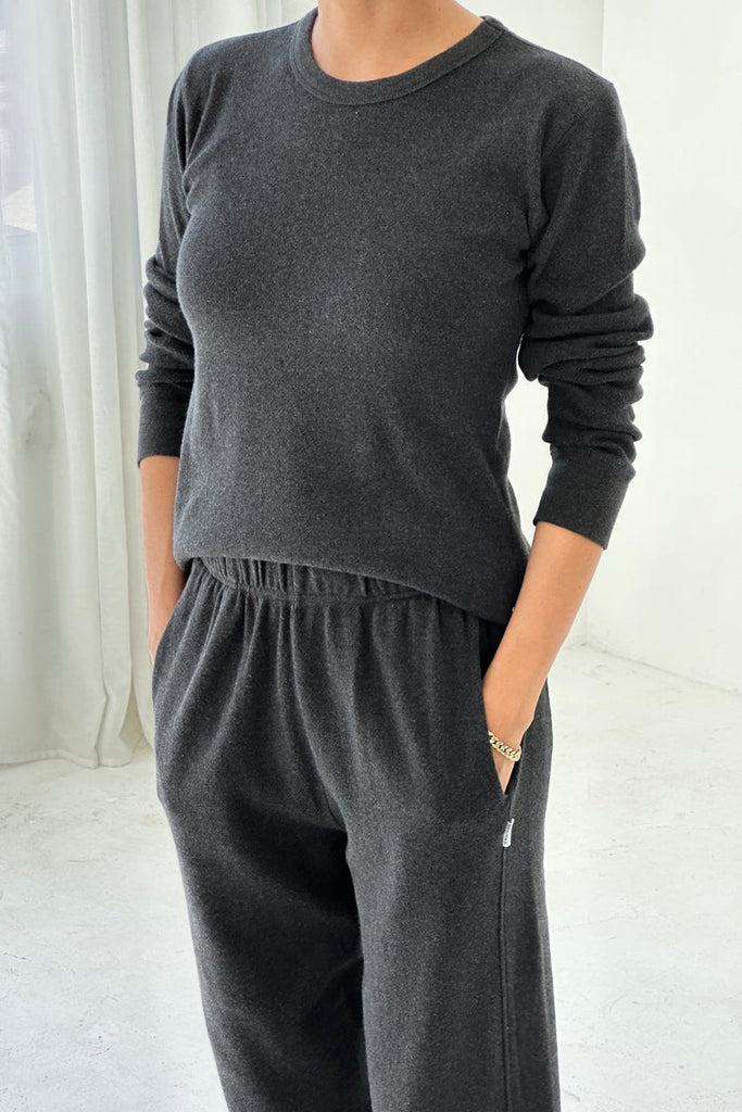 Pointelle Fundamental Tee - Charcoal Long Sleeve Tee