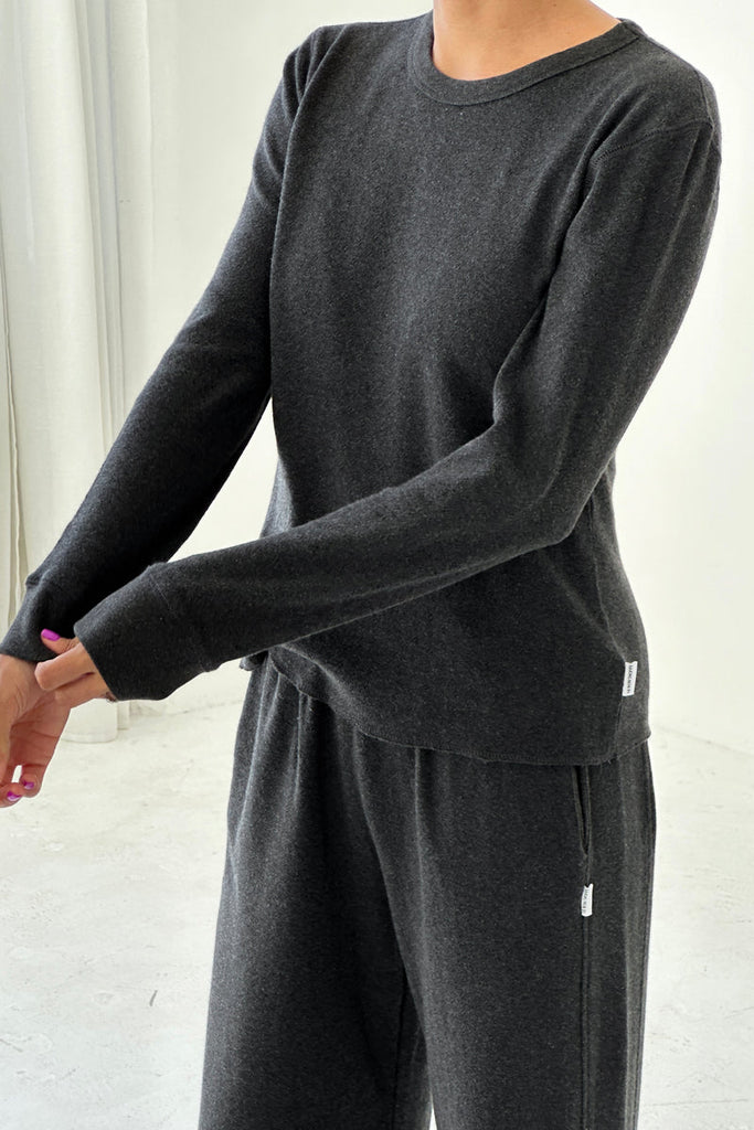 Pointelle Fundamental Tee - Charcoal Gray